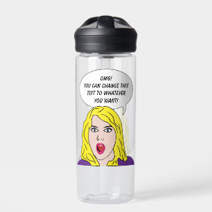 FUNNY RETRO WOMAN aangepaste tekst Waterfles