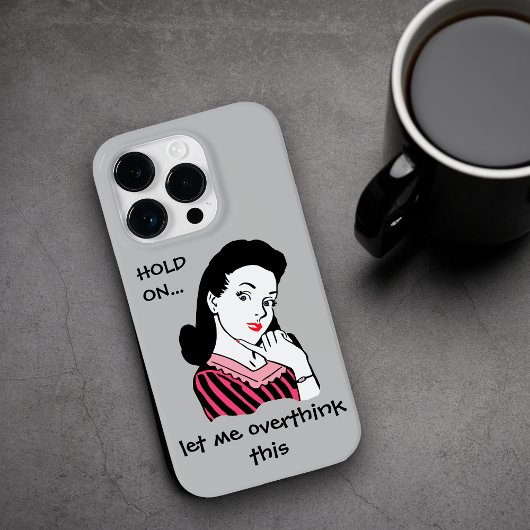 Funny Retro Woman overdenkend aan dit Case-Mate iPhone Case