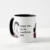 Funny Retro Woman Overthinking Mok (Voorkant links)