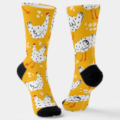 Funny Retro Yellow Black Chicken Sokken (Gebogen)