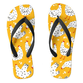 Funny Retro Yellow Black Chicken Teenslippers