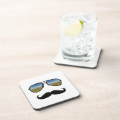 Funny Retro zonnebril met Mustache Bier Onderzetter (Rechterzijde)