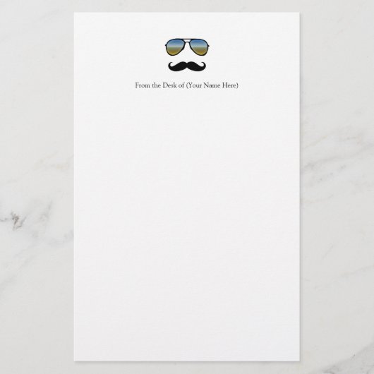 Funny Retro zonnebril met Mustache Briefpapier (Voorkant)