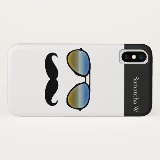Funny Retro zonnebril met Mustache Case-Mate iPhone Case (Achterkant (horizontaal))