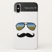 Funny Retro zonnebril met Mustache Case-Mate iPhone Case (Achterkant)
