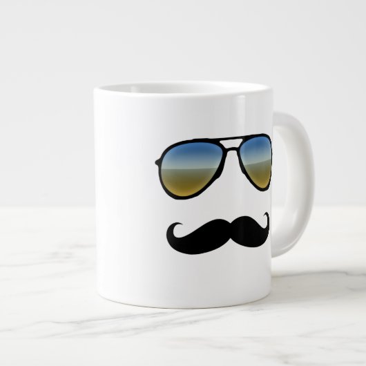 Funny Retro zonnebril met Mustache Grote Koffiekop (Voorkant rechts)