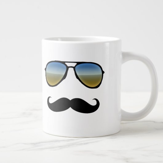 Funny Retro zonnebril met Mustache Grote Koffiekop (Rechts)