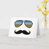 Funny Retro zonnebril met Mustache Kaart (Gele Bloem)