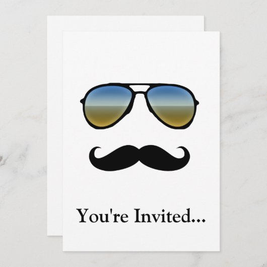 Funny Retro zonnebril met Mustache Kaart (Voorkant / Achterkant)