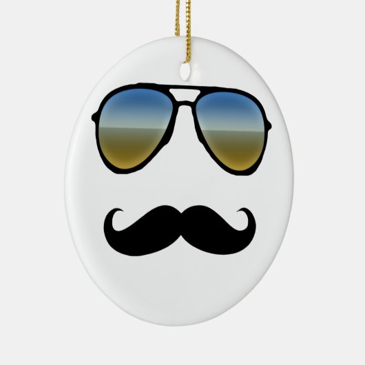 Funny Retro zonnebril met Mustache Keramisch Ornament (Rechts)