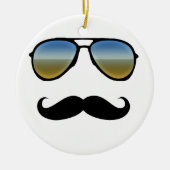 Funny Retro zonnebril met Mustache Keramisch Ornament (Voorkant)