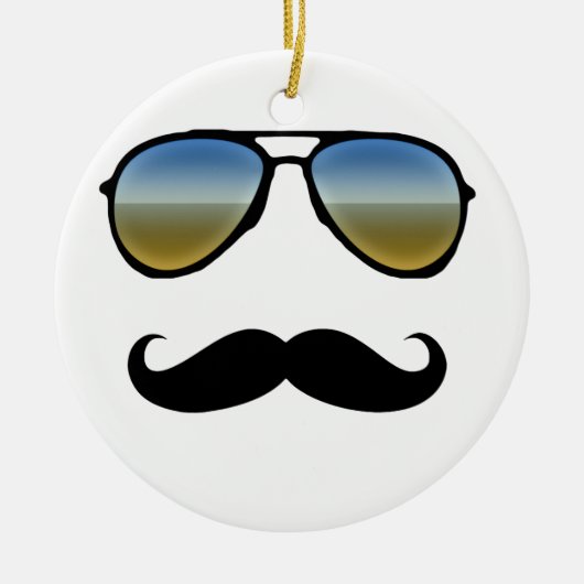 Funny Retro zonnebril met Mustache Keramisch Ornament (Voorkant)
