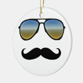 Funny Retro zonnebril met Mustache Keramisch Ornament (Links)