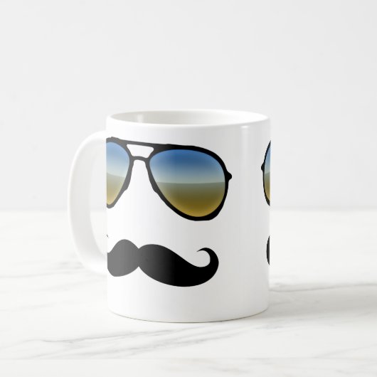 Funny Retro zonnebril met Mustache Koffiemok (Voorkant links)