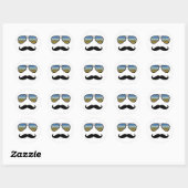 Funny Retro zonnebril met Mustache Ronde Sticker (Vel)