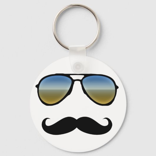 Funny Retro zonnebril met Mustache Sleutelhanger (Voorkant)