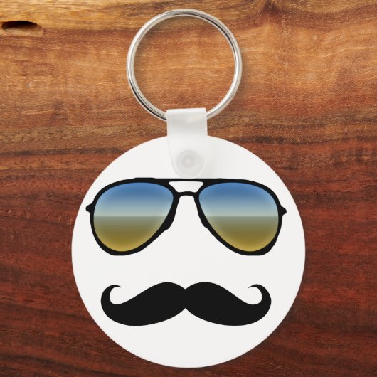 Funny Retro zonnebril met Mustache Sleutelhanger (Voorkant)