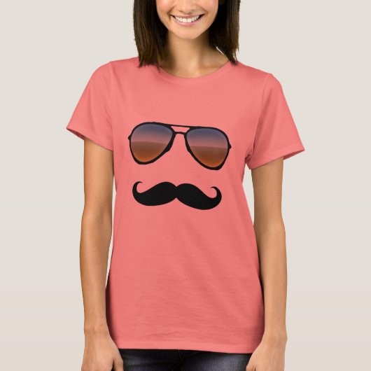 Funny Retro zonnebril met Mustache T-shirt (Voorkant)