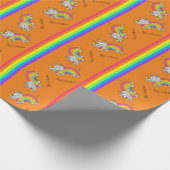 Funny Rhino Rainbow Cute Kinder Cartoon Cadeaupapier (Hoek)