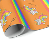 Funny Rhino Rainbow Cute Kinder Cartoon Cadeaupapier (Rol Hoek)