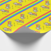 Funny Rhino Rainbow Cute Kinder Cartoon Cadeaupapier (Hoek)