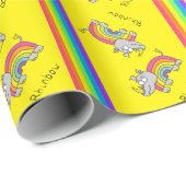 Funny Rhino Rainbow Cute Kinder Cartoon Cadeaupapier (Rol Hoek)