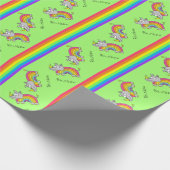 Funny Rhino Rainbow Cute Kinder Cartoon Cadeaupapier (Hoek)
