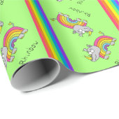 Funny Rhino Rainbow Cute Kinder Cartoon Cadeaupapier (Rol Hoek)