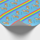 Funny Rhino Rainbow Cute Kinder Cartoon Cadeaupapier (Hoek)
