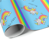 Funny Rhino Rainbow Cute Kinder Cartoon Cadeaupapier (Rol Hoek)