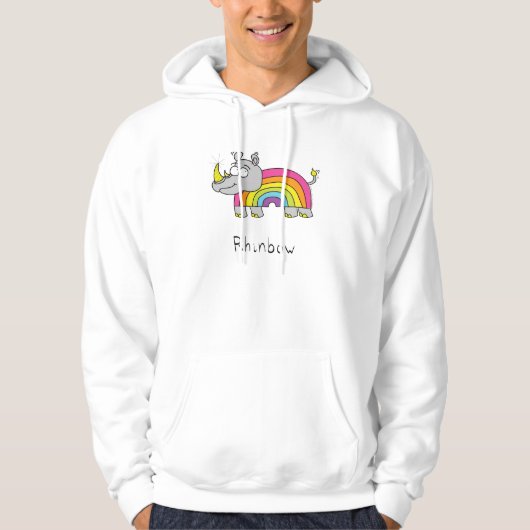 Funny Rhino Rainbow Cute Kinder Cartoon Hoodie (Voorkant)