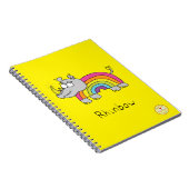Funny Rhino Rainbow Cute Kinder Cartoon Notitieboek (Rechterzijde)