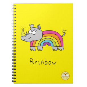 Funny Rhino Rainbow Cute Kinder Cartoon Notitieboek