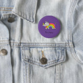 Funny Rhino Rainbow Cute Kinder Cartoon Ronde Button 5,7 Cm (In situ)
