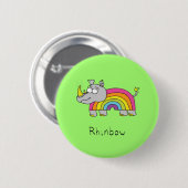 Funny Rhino Rainbow Cute Kinder Cartoon Ronde Button 5,7 Cm (Voorkant /achterkant)