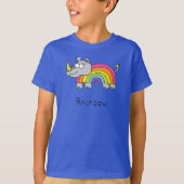 Funny Rhino Rainbow Cute Kinder Cartoon T-shirt (Voorkant)