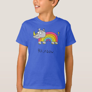 Funny Rhino Rainbow Cute Kinder Cartoon T-shirt