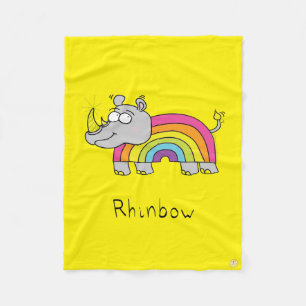 Funny Rhino Rainbow Cute Rhinoceros Kinder Cartoon Fleece Deken