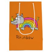Funny Rhino Rainbow Cute Rhinoceros Kinder Cartoon Medium Cadeauzakje (Achterkant)