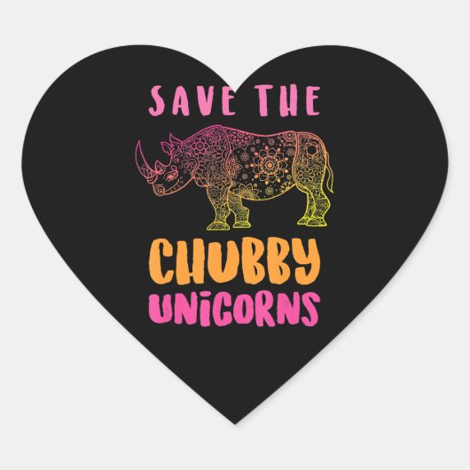 Funny Rhino Save Chubby Unicorns Animal Rights Hart Sticker (Voorkant)