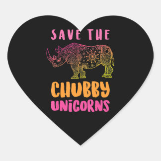Funny Rhino Save Chubby Unicorns Animal Rights Hart Sticker