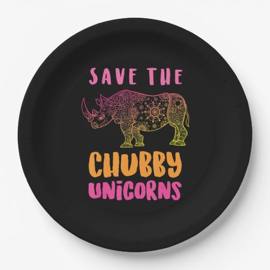 Funny Rhino Save Chubby Unicorns Animal Rights Papieren Bordje (Voorkant)