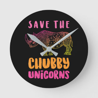 Funny Rhino Save Chubby Unicorns Animal Rights Ronde Klok