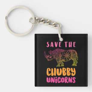 Funny Rhino Save Chubby Unicorns Animal Rights Sleutelhanger
