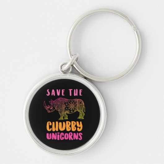 Funny Rhino Save Chubby Unicorns Animal Rights Sleutelhanger (Voorkant)