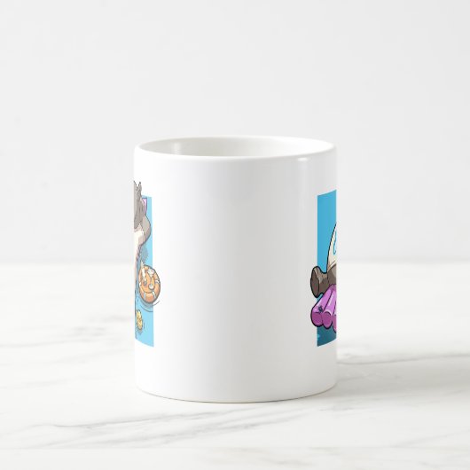 Funny Rhino Take It Easy Summer Pool Cartoon Koffiemok (Center)