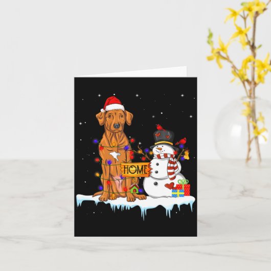 Funny Rhodesian Ridgeback Dog Christmas Snowman Xm Kaart (Gele Bloem)