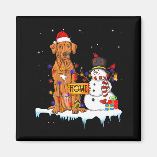 Funny Rhodesian Ridgeback Dog Christmas Snowman Xm Magneet (Voorkant)