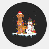 Funny Rhodesian Ridgeback Dog Christmas Snowman Xm Ronde Sticker (Voorkant)