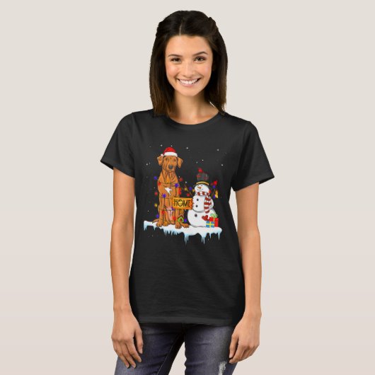 Funny Rhodesian Ridgeback Dog Christmas Snowman Xm T-shirt (Voorkant volledig)